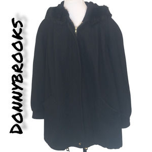 DonnyBrooks Heavy Black Jacket Fur CollarSize 16